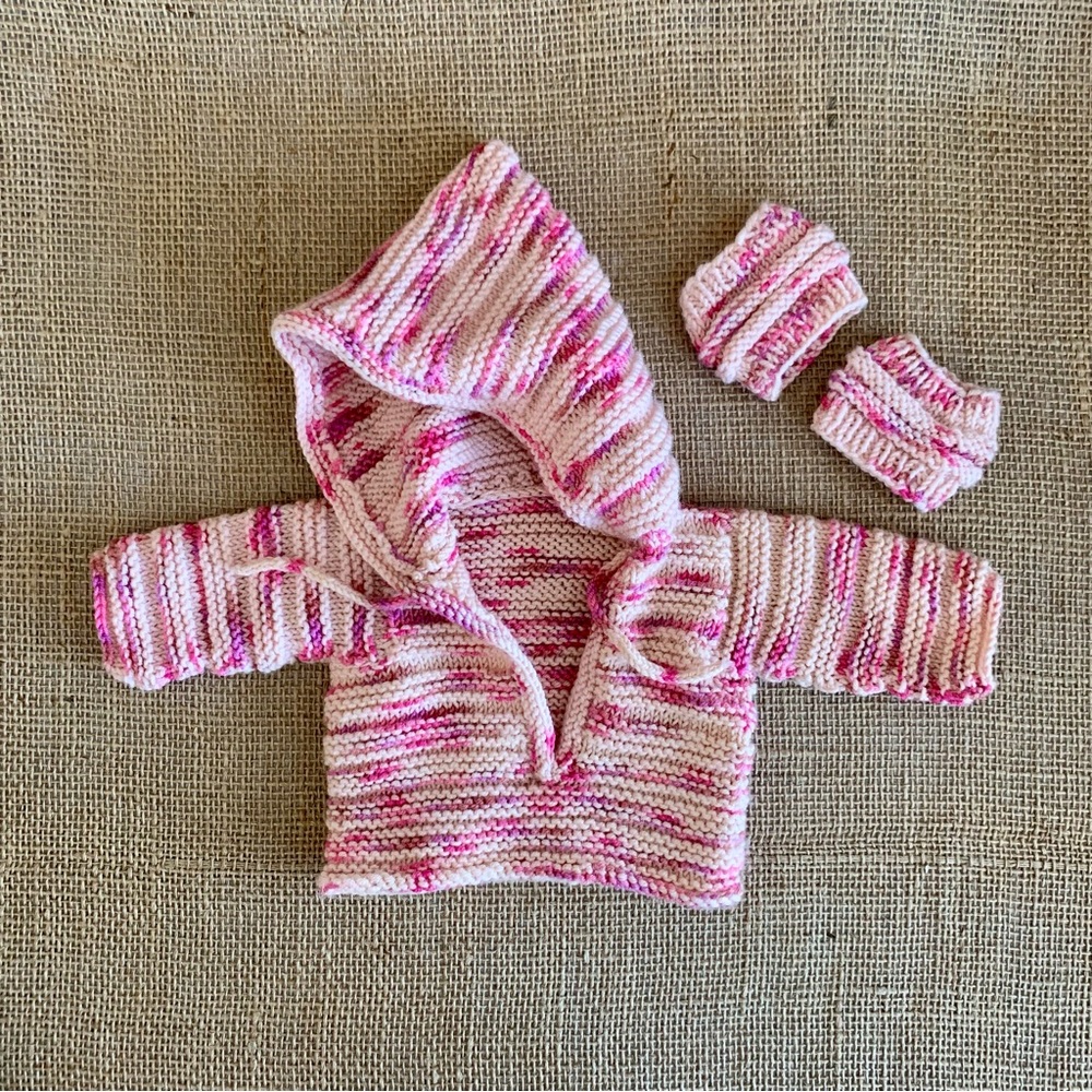 Hand Knit Doll Sweater & Leg Warmers for American Girl or 18” Size (ish) Doll